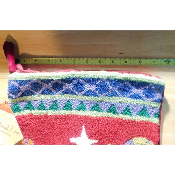 Christmas Snowman Stocking Handmade Wool Needlepoint by Jabara Vintage - Picture 6 of 11